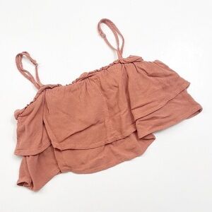 Ivy & Main copper ruffled crop top